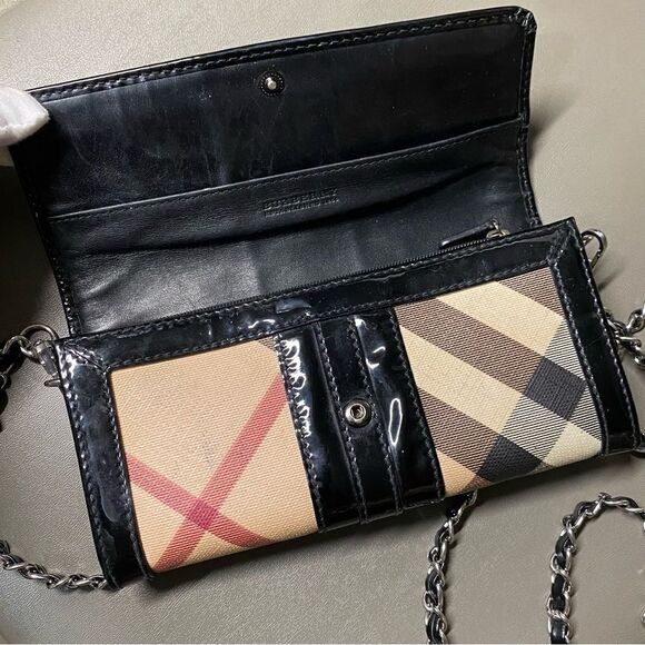 BURBERRY Nova Check Pvc/Patent Leather Wallet to Crossbody Bag 💼 - Picture 11 of 17